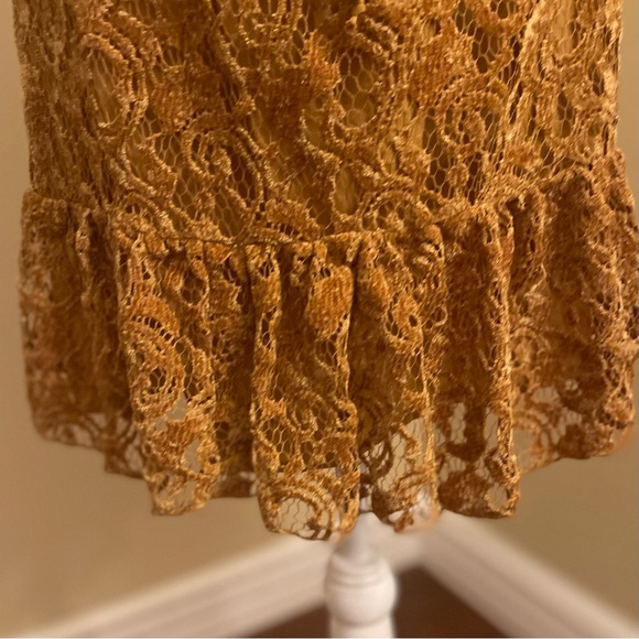 Free People Mustard Lace Line Halter Mini Dress - Picture 8 of 11